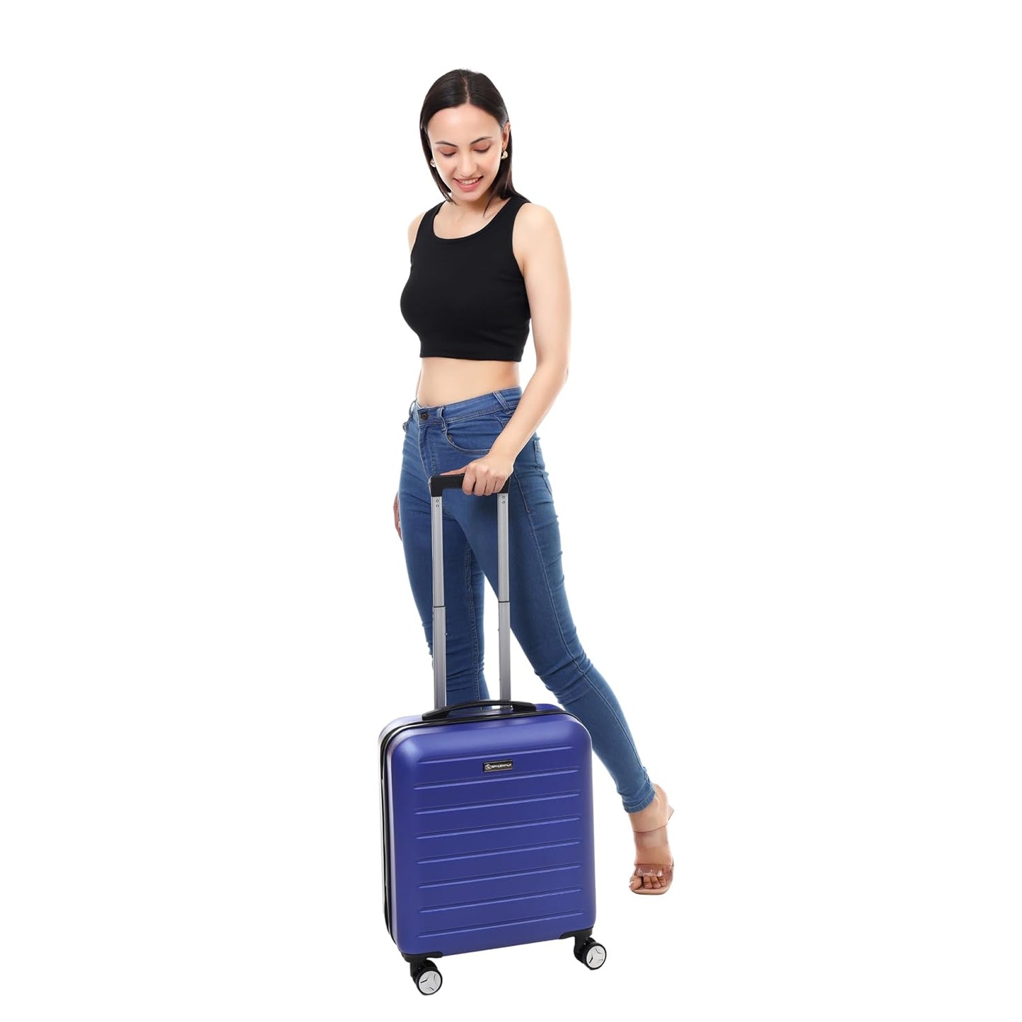 Spacewalk Cadillac Hard Case ABS Luggage, Airline-Approved Cabin Suitcase, 42ltr, 8 Spinner Wheels, Anti-Theft Zip, TSA Lock, Durable & Lightweight, 3-Years Warranty