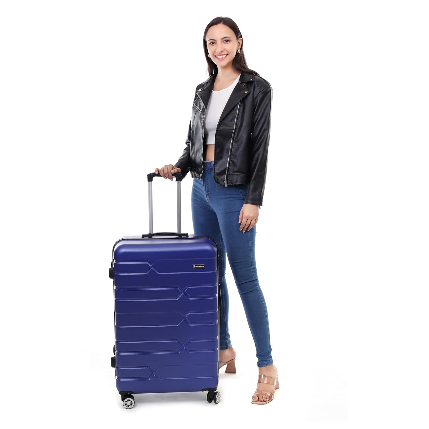 Spacewalk Tokyo Hard Case ABS Luggage, Small, 50L, 8 Spinner Wheels, TSA Lock, Anti-Theft Zip, Lightweight & Durable, 3-Year Warranty, Made in India