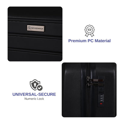 Spacewalk Cadillac Hard Case ABS Luggage, Airline-Approved Cabin Suitcase, 42ltr, 8 Spinner Wheels, Anti-Theft Zip, TSA Lock, Durable & Lightweight, 3-Years Warranty