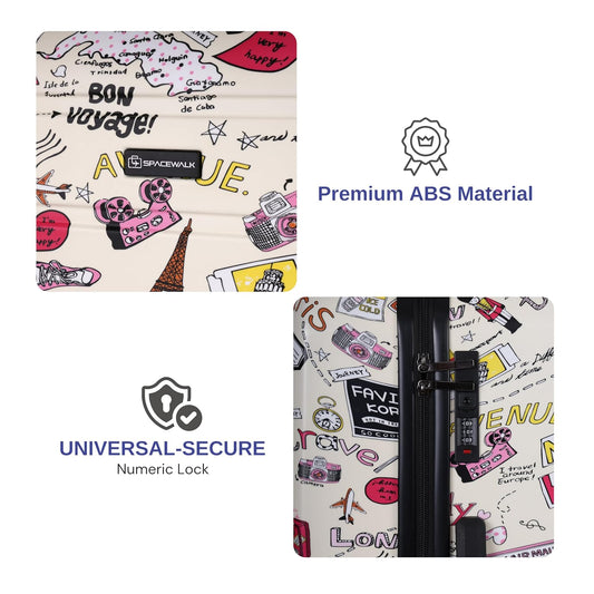 Spacewalk Cadillac Special Edition Hard Case Polycarbonate Luggage, Set of 3 (S, M, L), 8 Spinner Wheels, TSA Lock, Anti-Theft Zip, Lightweight & Durable (3-Year Warranty)