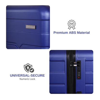 Spacewalk Tokyo Hard Case ABS Luggage, Small, 50L, 8 Spinner Wheels, TSA Lock, Anti-Theft Zip, Lightweight & Durable, 3-Year Warranty, Made in India