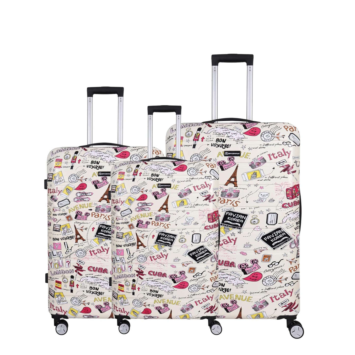 Spacewalk Cadillac Special Edition Hard Case Polycarbonate Luggage, Set of 3 (S, M, L), 8 Spinner Wheels, TSA Lock, Anti-Theft Zip, Lightweight & Durable (3-Year Warranty)